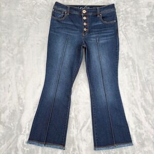 INC Jeans Women 6 (Fit 29x25.5) Button Fly Crop Flare Regular Fit Raw Hem Petite